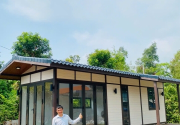 Nhà Lắp ghép Kiểu nhà vườn kèm cửa nhôm kính sang trọng giá rẻ